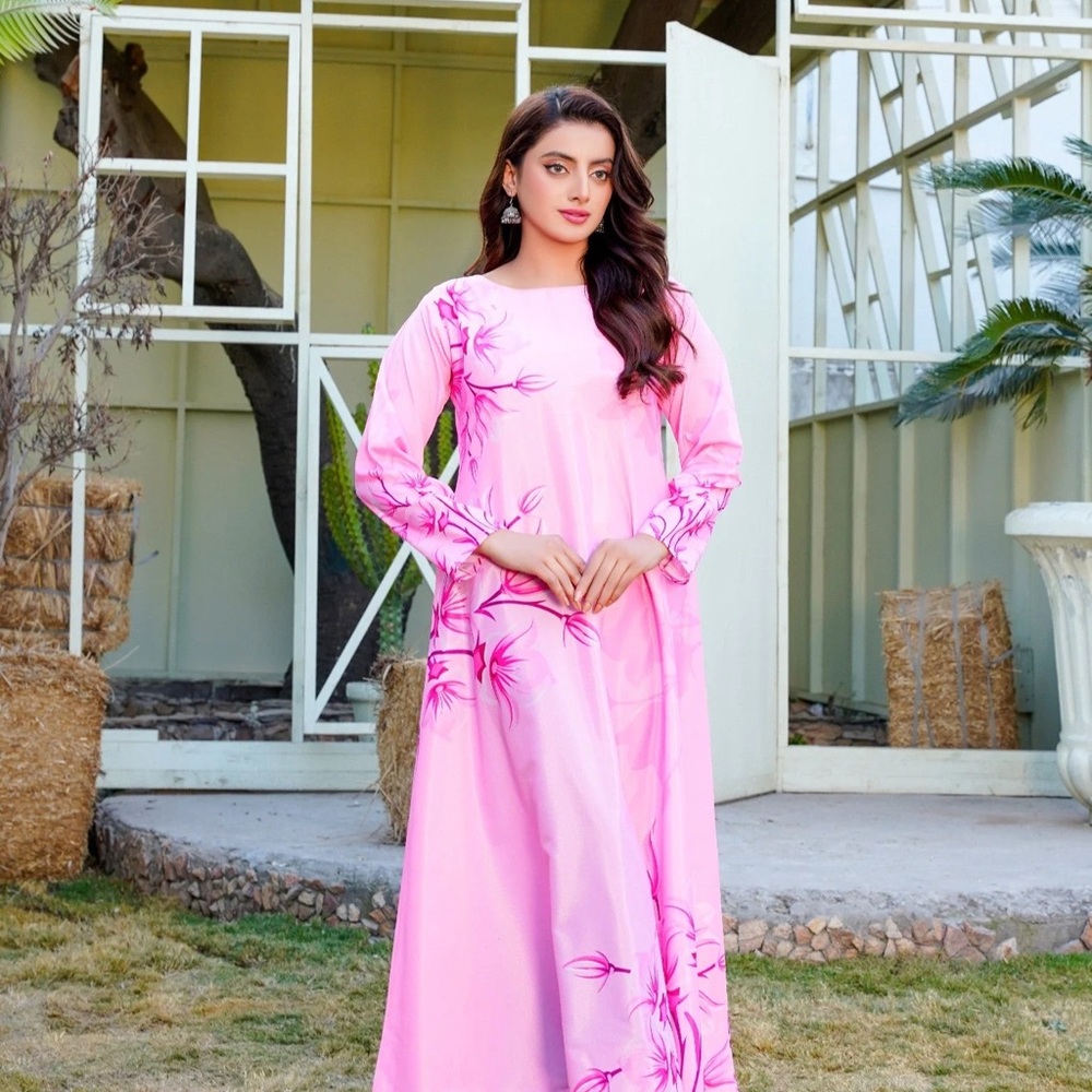 Elegant Pink Floral Women's Dress